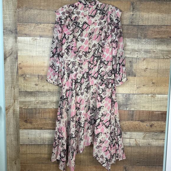 Walter Baker Zendaya Dress Handkerchief Hem Crop Sleeve Blushing Snake Size 8 - Picture 8 of 14